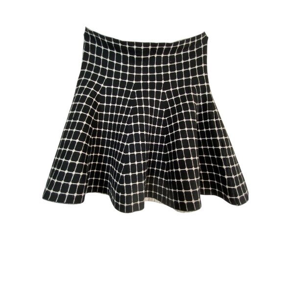 Max Edition Black White Grid A-Line Skirt S/M Modern Classic Knit Punk Flare Y2K - Picture 4 of 7